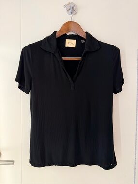 Elie Tahari Black Short-Sleeve Polo Shirt